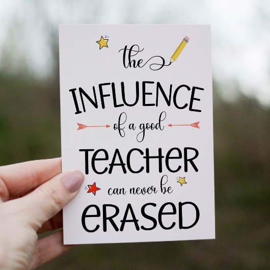 L'influence d'un bon enseignant ne peut jamais s'e