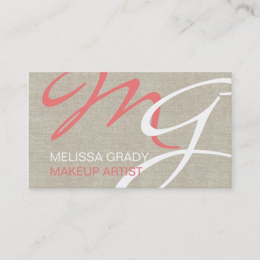 Linge beige Corail Monogramme Carte de visite mode (Devant)