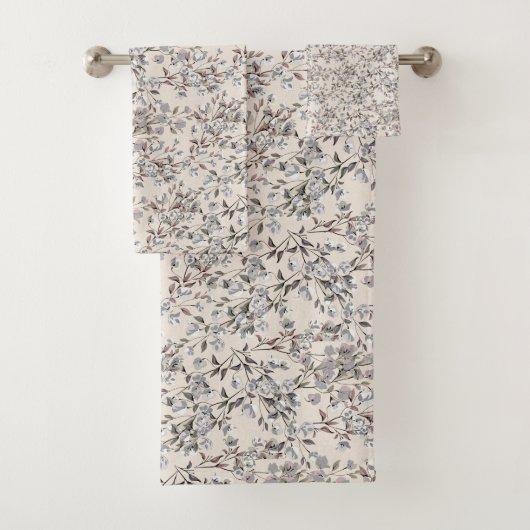 Linge beige et gris Dainty motif floral (En situation)