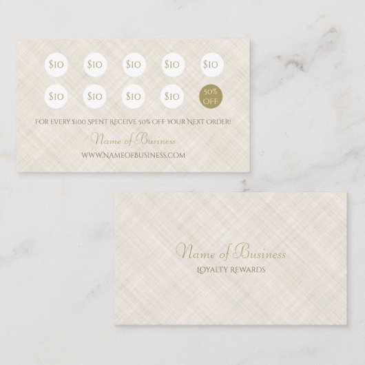 Linge Beige Simple Élégant Script Or Fidélité (Devant / Derrière)