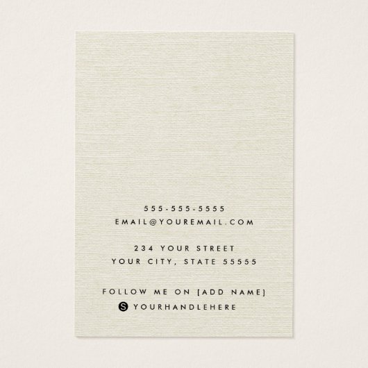 Linge couleur crème look logo carte d'affichage d' (Dos)