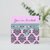 Linge de baby shower rose et turquoise invitation  (Debout devant)