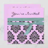 Linge de baby shower rose et turquoise invitation  (Devant / Derrière)