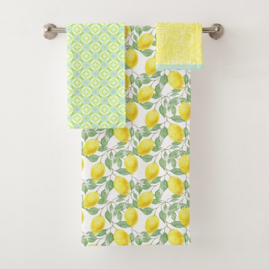Linge de bain Citron Arbre Fruit Jaune Campagne (En situation)