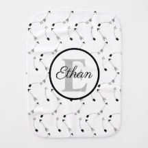 Monogramme minimaliste motif de flèches noir et bl