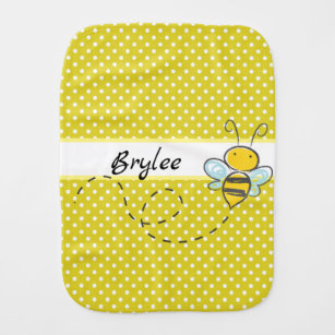 Linge De Bébé Polka-point jaune personnalisé avec Bumblebee Cute