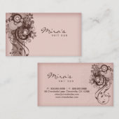 Linge de Carte de visite Floral rose Brown (Devant / Derrière)