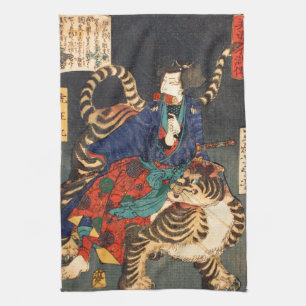 Linge De Cuisine 忍者と虎, héros de Ninja de 芳年 et tigre, Yoshitoshi,