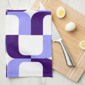 Linge De Cuisine 020614 - Bleu pastel et violet profond sur blanc (Quart Plié)