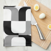 Linge De Cuisine 020614 - Gris et noir sur blanc (Quart Plié)