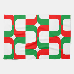 Linge De Cuisine 020614 - Rouge et vert sur blanc