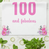 Linge De Cuisine 100e anniversaire rose floral unique (Plié)