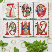 Linge De Cuisine 12 Jours De Caillot De Noël Imprimer Cadeaux (Plié)