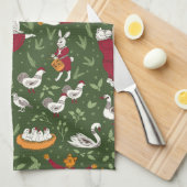 Linge De Cuisine 12 Jours de Noël Folk Art Animal (Quart Plié)