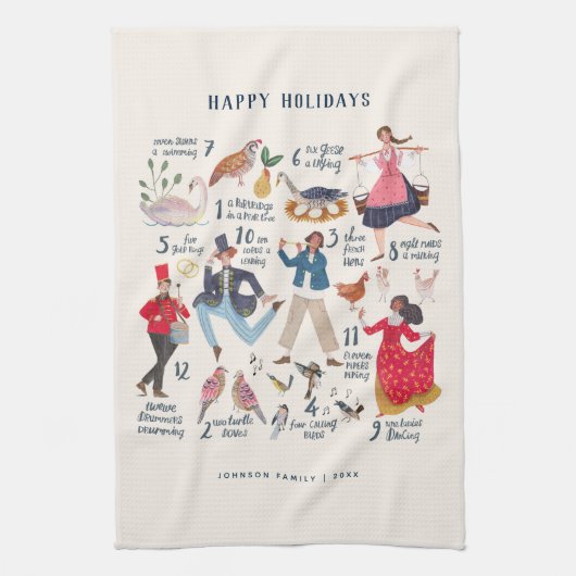 Linge De Cuisine 12 Jours de Noël Illustration classique (Vertical)