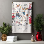 Linge De Cuisine 12 Jours de Noël Illustration classique<br><div class="desc">Adorable classique Enfants 12 jours de Noël illustration main peinte par Caroline Bonne Müller avec 1 perdrix dans un poirier, 2 tourterelles, 3 poules françaises, 4 oiseaux appelants, 5 anneaux dorés, 6 oies une ponte, 7 cygnes, 8 bonnes tractations, 9 dames danses, 10 seigneurs saut, 11 pipers piping et 12...</div>