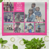 Linge De Cuisine 17 Collage photo et texte - Peut éditer rose chaud (Plié)