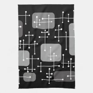 Linge De Cuisine 1950 Eames Era Art Crosshairs Black White