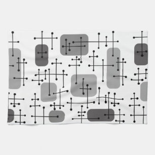 Linge De Cuisine 1950 Eames Era Art Crosshairs Grey