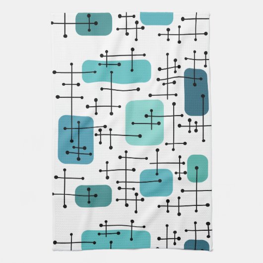 Linge De Cuisine 1950 Eames Era Art Crosshairs Turquoise (Vertical)