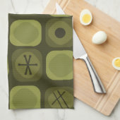 Linge De Cuisine 1950 Mod Art Soft Cubes Olive Green (Quart Plié)