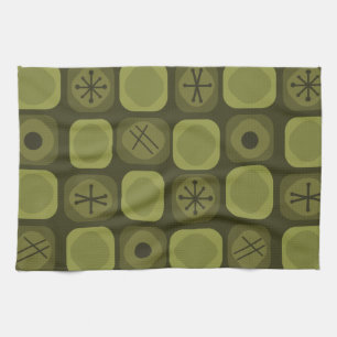 Linge De Cuisine 1950 Mod Art Soft Cubes Olive Green