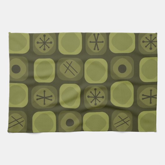 Linge De Cuisine 1950 Mod Art Soft Cubes Olive Green (Horizontal)