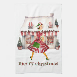 Linge De Cuisine 1950 Noël Dame Vintage Shopping