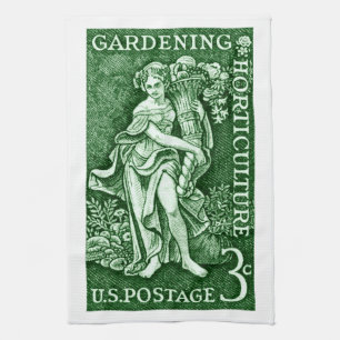 Linge De Cuisine 1958 Jardinage + Timbre d'horticulture