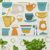 Linge De Cuisine 1960's Mid Century Modern teal, orange, yellow (Plié)