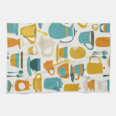 Linge De Cuisine 1960's Mid Century Modern teal, orange, yellow (Horizontal)