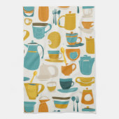 Linge De Cuisine 1960's Mid Century Modern teal, orange, yellow (Vertical)
