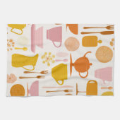 Linge De Cuisine 1960s Retro Mid-Century pink and yellow (Horizontal)