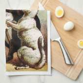 Linge De Cuisine 19e C. Chats chanteurs (Quart Plié)