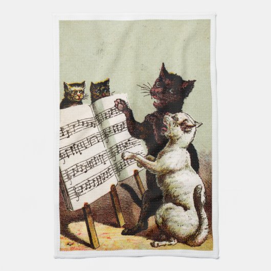 Linge De Cuisine 19e C. Chats chanteurs (Vertical)