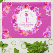 Linge De Cuisine 1er anniversaire mariage fête rose fleur (Plié)