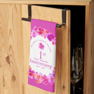 Linge De Cuisine 1er anniversaire mariage fête rose fleur 