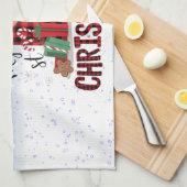 Linge De Cuisine 1er Noël Santa Hat White Neige Bébé Reindeer (Quart Plié)