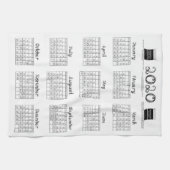 Linge De Cuisine 2020 calendrier boulons tissu noir blanc cuisine (Horizontal)