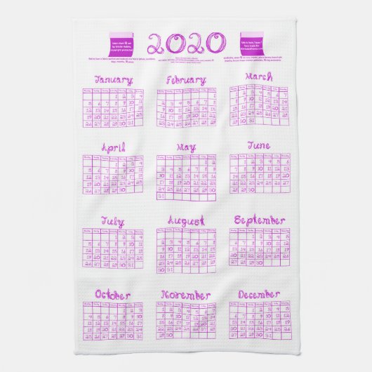 Linge De Cuisine 2020 calendrier boulons tissu police orchidée cuis (Vertical)