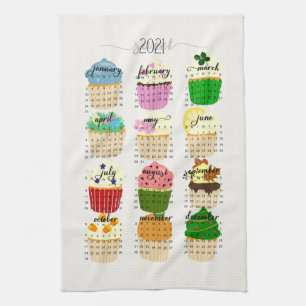 Linge De Cuisine 2021 Calendrier Cupcake Kitchen Tea Towel