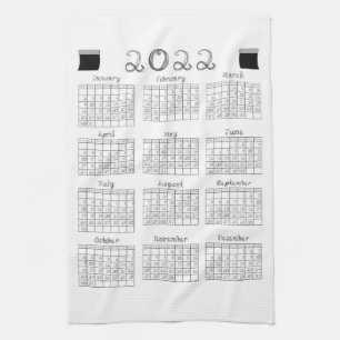 Linge De Cuisine 2022 Calendrier Black Fabric Font Line Art Textile