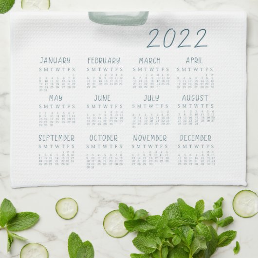 Linge De Cuisine 2022 Tea Towel Calendar Flower Jar Kitchen Towel (Plié)