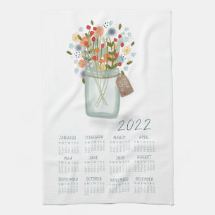 Linge De Cuisine 2022 Tea Towel Calendar Flower Jar Kitchen Towel