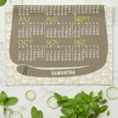 Linge De Cuisine 2024 Année Calendrier mensuel Mi-Siècle Brown Chat (Plié)
