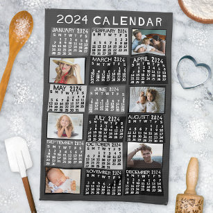 Linge De Cuisine 2024 Année Calendrier mensuel Photo Collage Mod No
