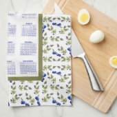 Linge De Cuisine 2024 Calendrier Blueberries Bleu Feuille épais, bl (Quart Plié)