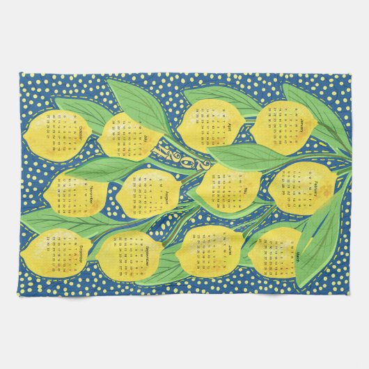 Linge De Cuisine 2024 Calendrier Vignes citron (Horizontal)