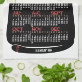 Linge De Cuisine 2025 Année Calendrier mensuel Chat noir du milieu (Plié)