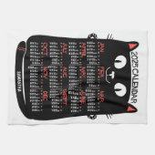 Linge De Cuisine 2025 Année Calendrier mensuel Chat noir du milieu (Horizontal)